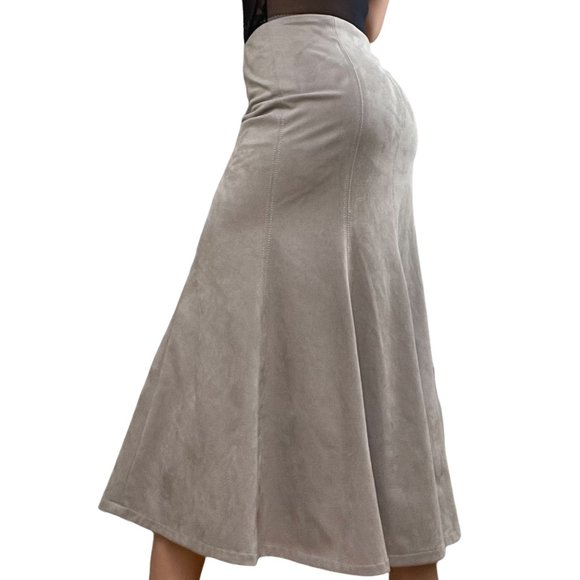 Conrad C Womens Skirt Size 4 Camel Beige Suede Trumpet Stretch - Picture 5 of 11
